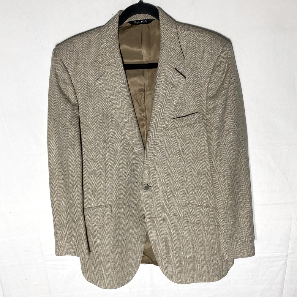 Vintage Hyde Park Thomas Jeffrey Beige Wool Linen Silk Blend Blazer 40R Academia